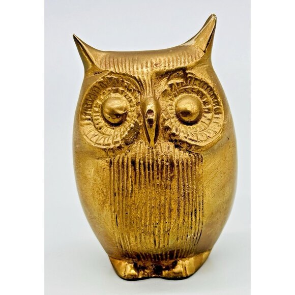 Other - Brass Owl Figurine Figure Paperweight 3.25 inch India Mid Century Modern MCM